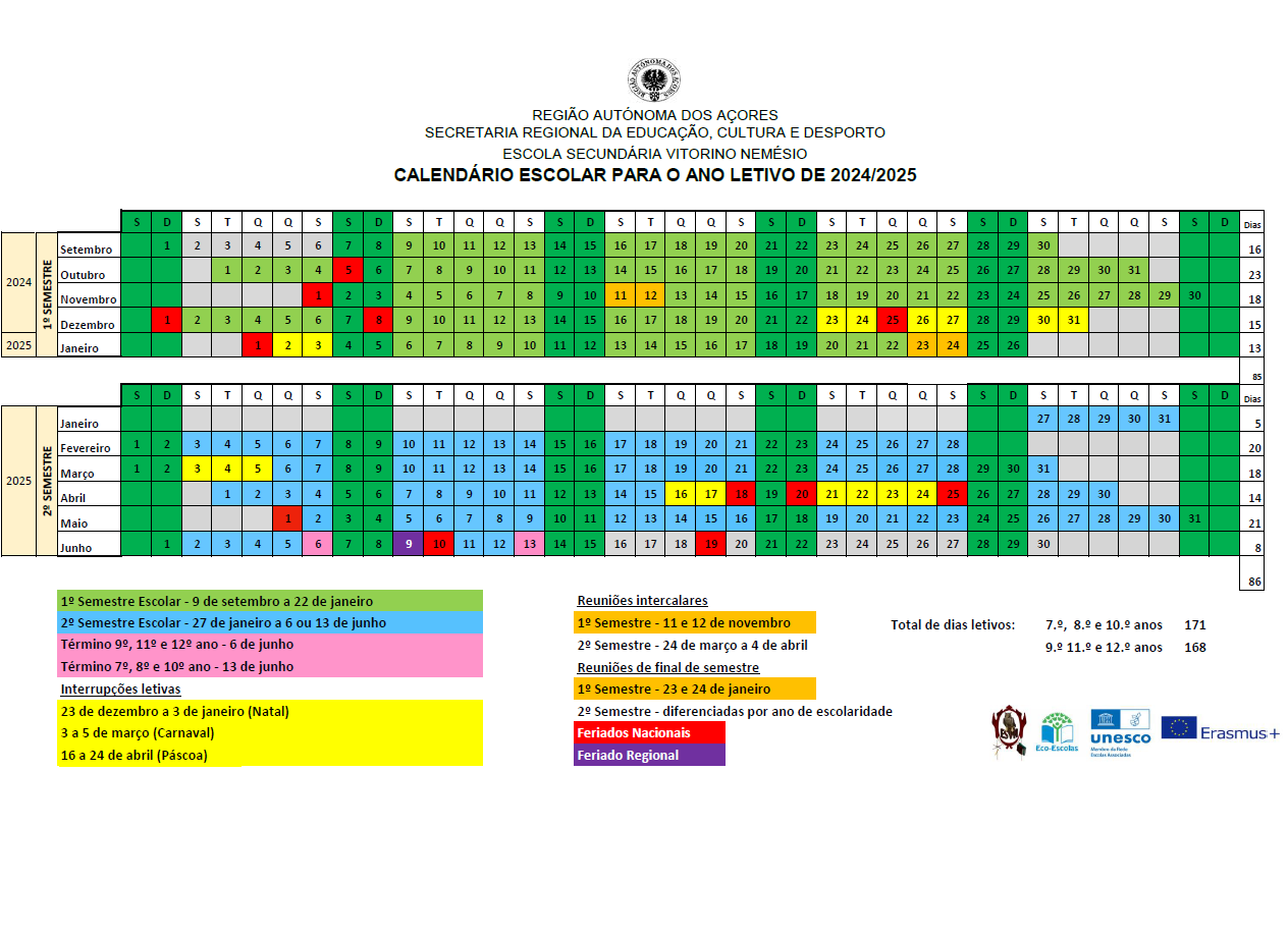Imagem de Calendário escolar da ESVN para 2024-25